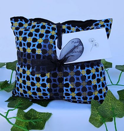 Wheat Bag with a pinch of lavender  -BLUE HEXIGAN PATTERN - (photo shows folded into 3) 