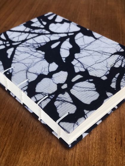 Handmade book covered in Japanese fabric