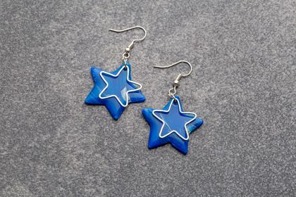Blue Star Polymer Clay Earrings 