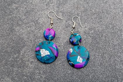 Round Colorful Polymer Clay Hook Earrings 