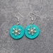 Turquoise Polymer Clay- Snowflake Hook Earrings