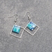 Blue Square Polymer Clay Hook Earrings