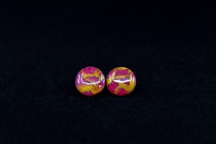 Pink& Gold Polymer Clay Stud Earrings