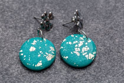 Clover - Turquoise Polymer Clay Stud Earrings