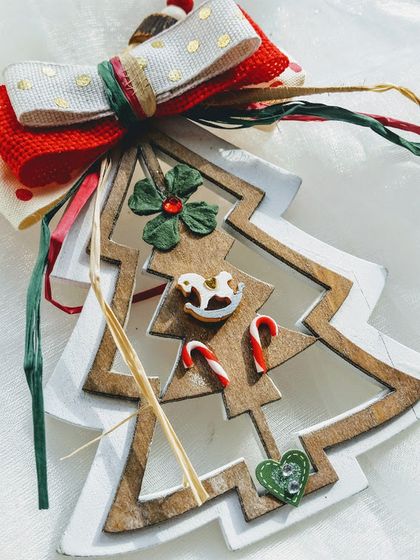  Christmas Tree Ornament, Rocking Horse Ornament , Wood Ornament ,Christmas Decoration