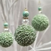 Frosty Green Beaded Christmas Decorations sold in a Set of 3, Miniature Christmas Ornaments, Glass and crystal Ornaments