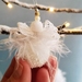 Miniature White Christmas Ornaments, Snowball Ornaments, White Angel, Christmas Angel, White Beaded Ornaments, Set of 2