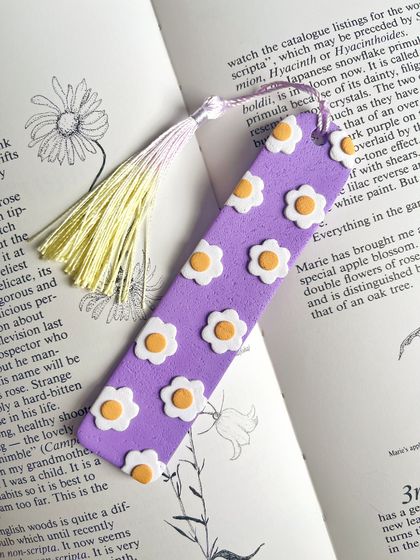 Purple Daisy Polymer Clay Bookmark