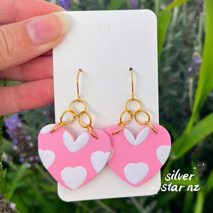 Dreamy Pink Heart Earrings