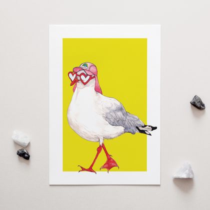 Stevie the Seagull – A4 Art Print