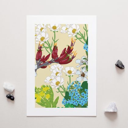 NZ Native Flowers – A4 Art Print