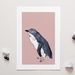 Little Blue Penguin on Pink – A4 Art Print