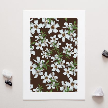 Manuka NZ Native Flowers – A4 Art Print
