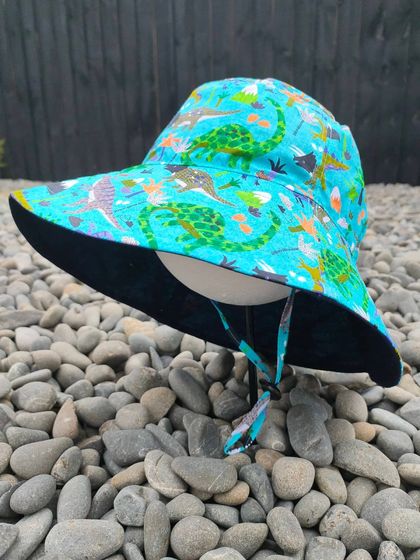 jumbo Brimmed Bucket Hat "Aqua Jurassic Stomp" 