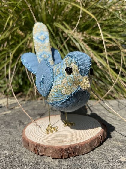 Beautiful Fabric Bird ornament (Pale Blue)