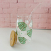Libbey Glass, Beer Can Style Drinking Glass - Monstera Leaf 