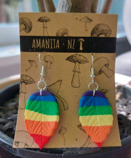 Rainbow Leaf Earrings 