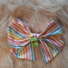 Large Hair bow -  Rainbow stripes + Frog charm