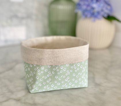 Fabric Storage Box - Mint Petals