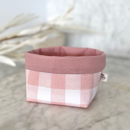 Fabric Storage Box - Pink Gingham