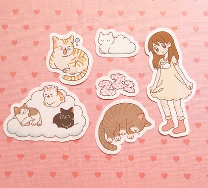 Cloud Cat Sticker Pack (6pcs)