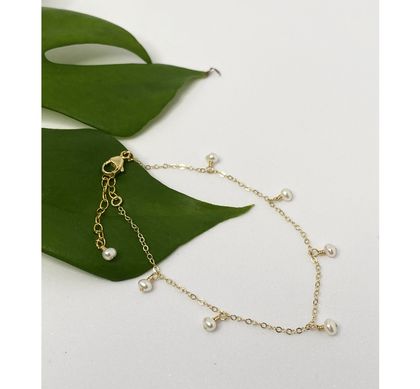 14K Gold Filled Freshwater Dangling Pearls Bracelet | Dainty | Minimalist | Layering Bracelet | Wedding Jewellery | Bridesmaid Gift
