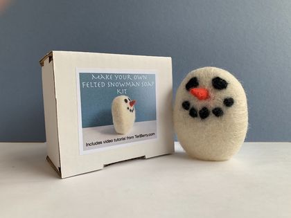 Make Your Own Felted Snowman Soap Kit with Online Video Tutorial, Beginner-Friendly Craft Kit