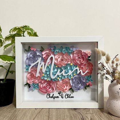 Personalised Flower Art Framed - Mum