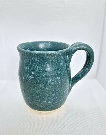 Pottery green teal agate mug