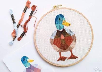 Cross stitch pattern, Duck cross stitch, Cute cross stitch, Animal cross stitch, Beginners cross stitch, Poly cross stitch, Duck wall art