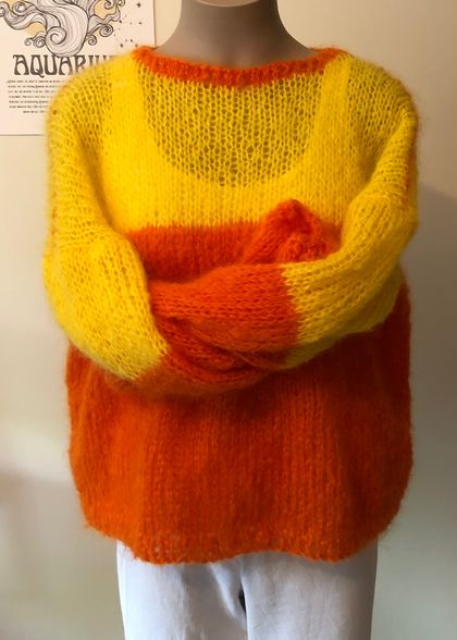 Yellow & orange mohair sweater