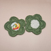 Handmade Crochet Flower Coasters Set (Green)