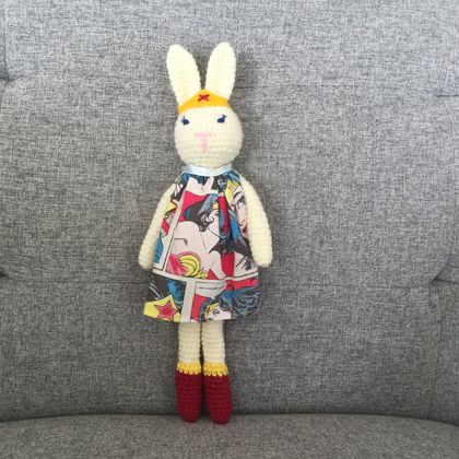 Crocheted Wonder Woman  Bunny Easter gift 