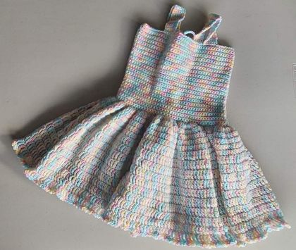 Crochet Toddler Dress Pastel Rainbow 