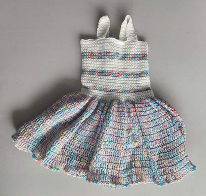 Crochet Toddler Dress Rainbow & White