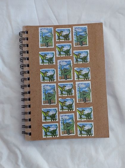 Dinosaur Postage Stamp A5 Notebook
