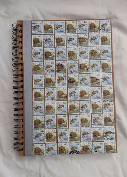 Rock Wren & Brown Kiwi Postage Stamp A4 Notebook