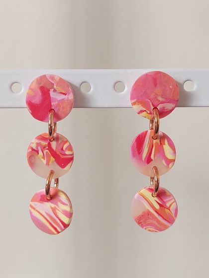 Pink and Orange Trio Dangle Earrings