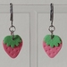 Mini Pink Strawberry Huggie Earrings