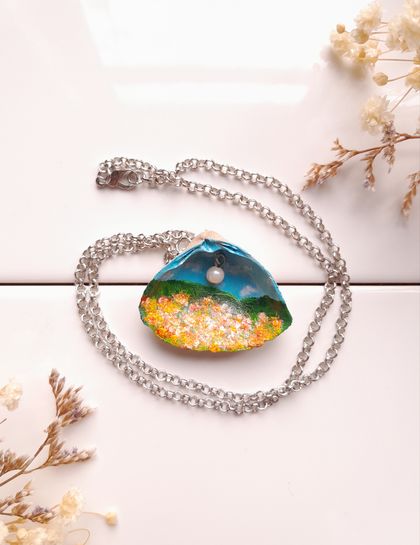 Original Hand-painted Seashell Necklace