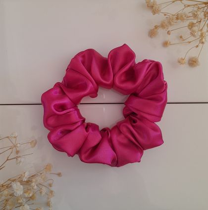 Dark Pink Satin Scrunchy Medium