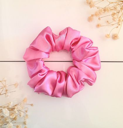 Light Pink Satin Scrunchy Medium