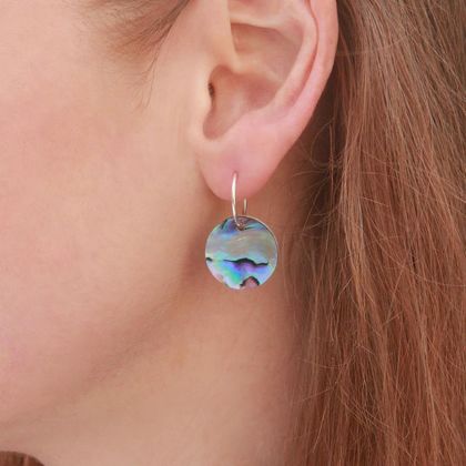 Double-sided Round | Paua & Black Mother of Pearl Earrings