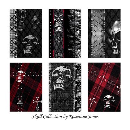 Skull Collection - 6 Signed Prints - Artist Roseanne Jones