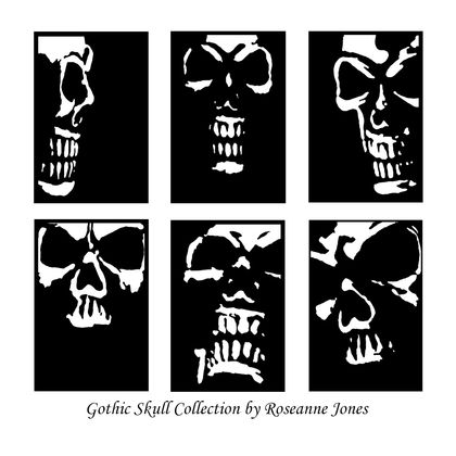 Gothic Skull Collection - 6 Signed Prints - Artist Roseanne Jones