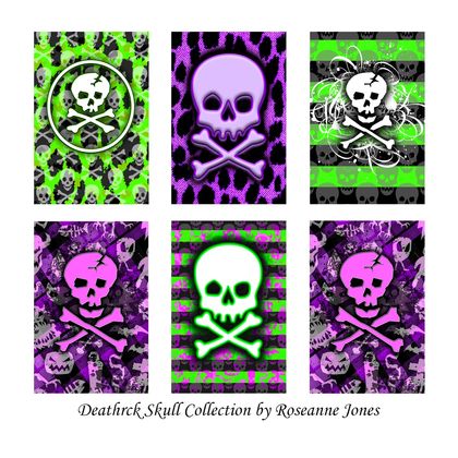 Deathrock Skull Collection - 6 Signed Prints - Artist Roseanne Jones