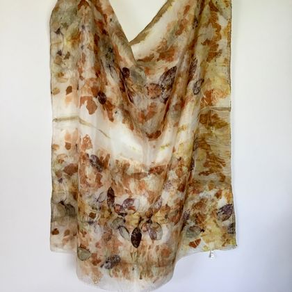 100% silk eco print scarf - large
