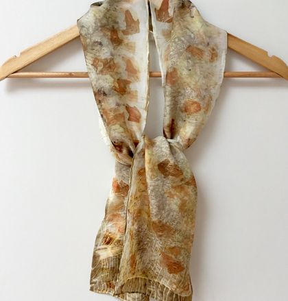 100% silk eco print scarf