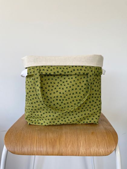 Medium Knitting / Crochet Project Bag - Green Crosses  Print