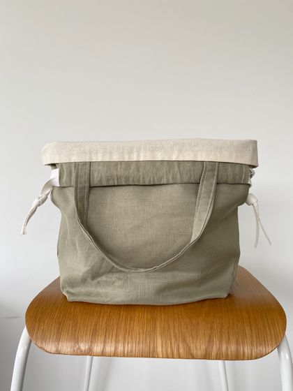 Medium Knitting / Crochet Project Bag -  / Green Linen